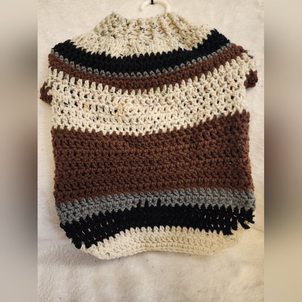 Dog Apparel, Size Medium, Brown Crochet Dog Sweater